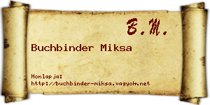Buchbinder Miksa névjegykártya